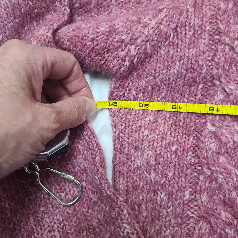 Women's Pink LL Bean Wool Blend Cardigan Turtleneck Sweater, New, Partial Tag - Picture 4 of 8